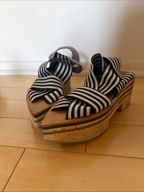 Funky Striped Arielle de Pinto / LVMM Platform Sandals